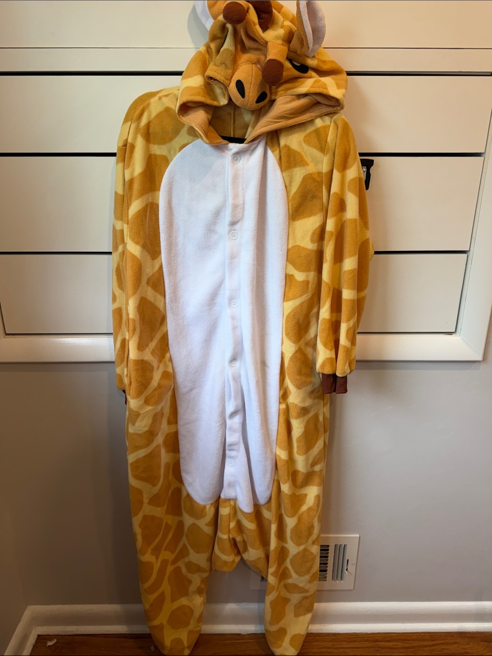 Giraffe Hooded Pajamas Onesie - Yellow